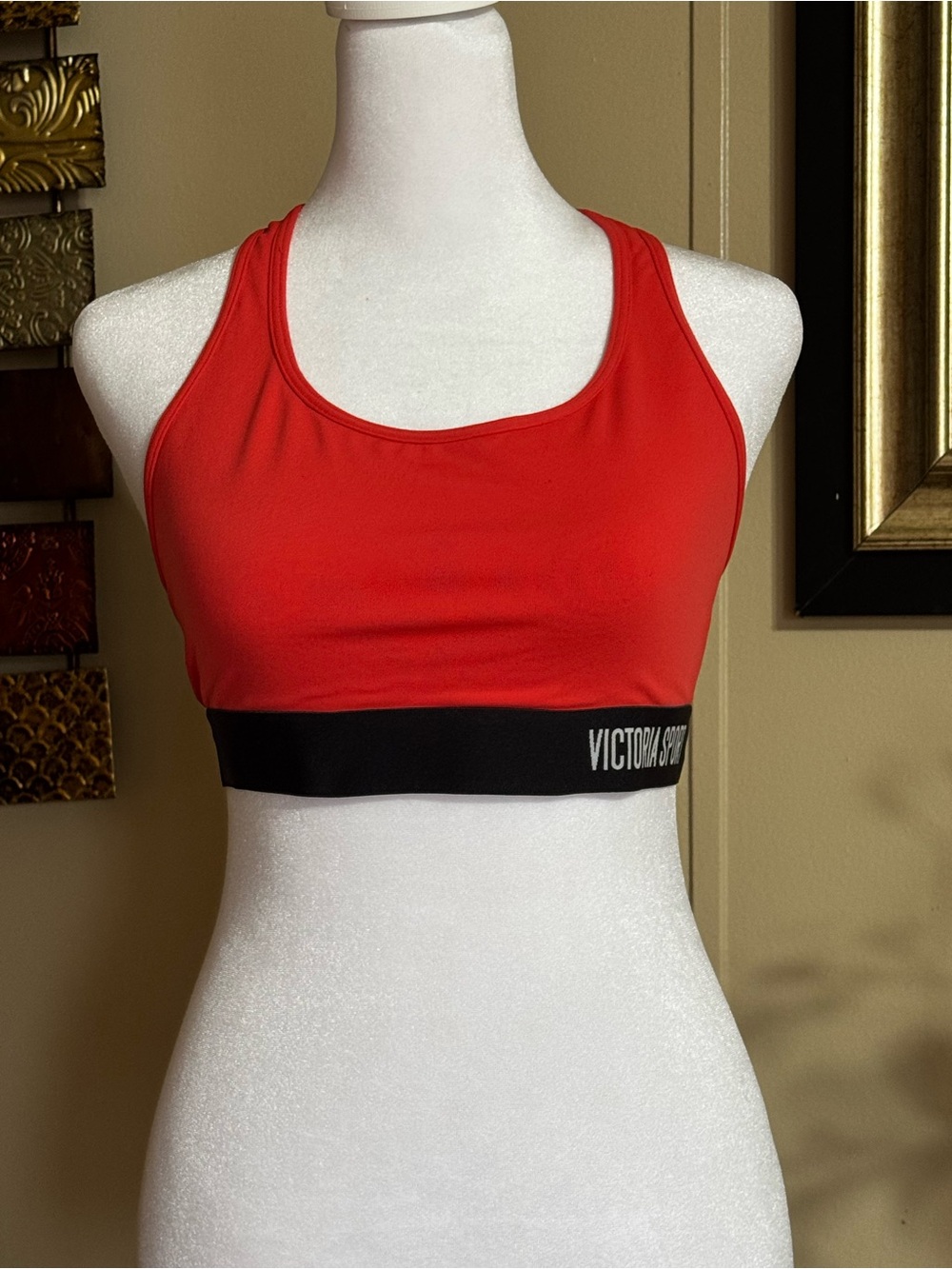 Victoria's Secret Red Sports Bra with Black Elastic Band